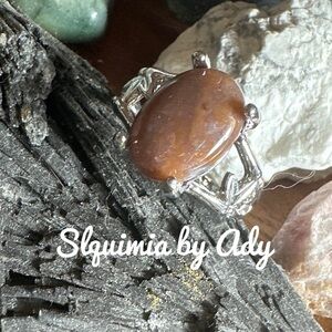 unakite Victorian cocktail vintage gem silver ring statement